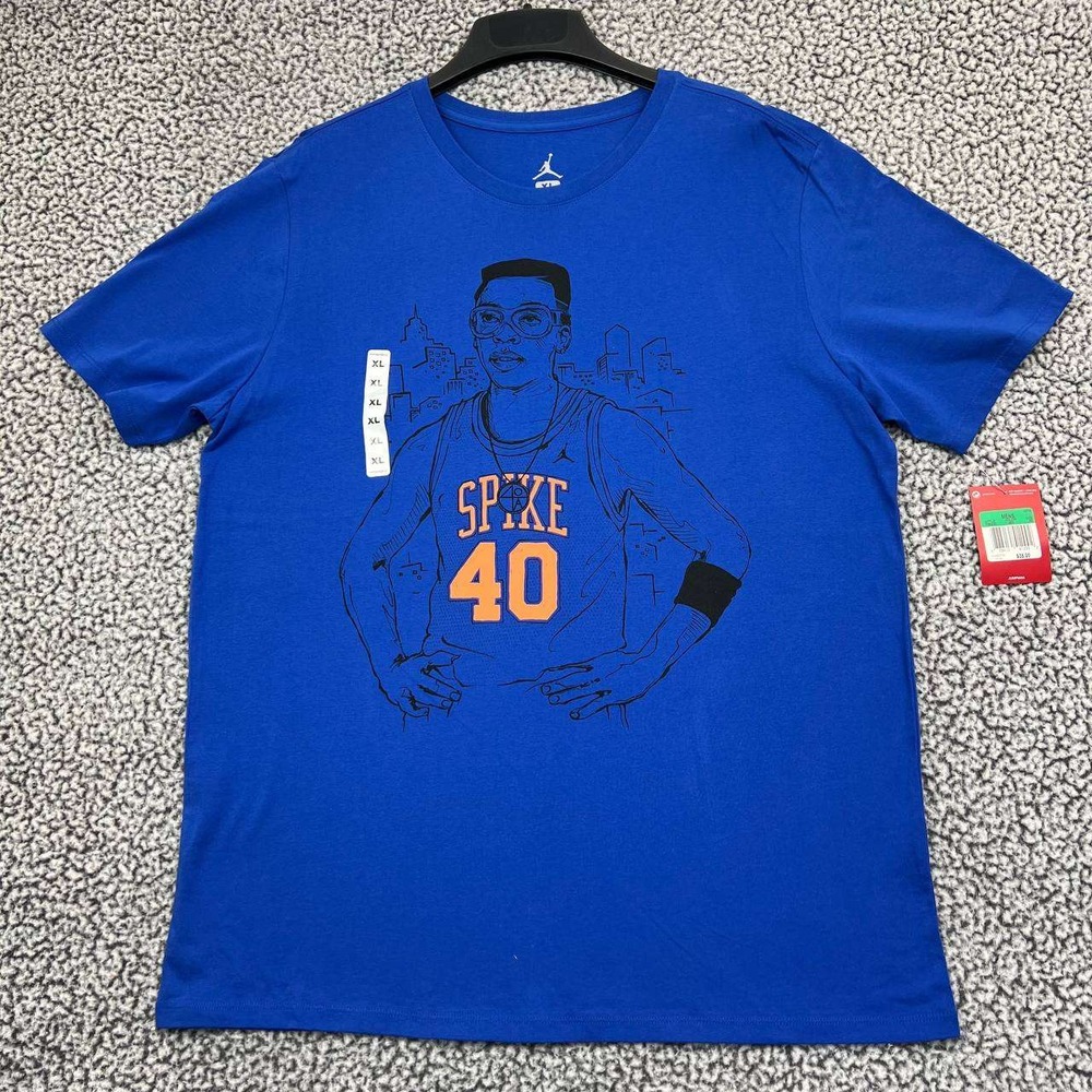 Air Jordan Spike Lee 40 Shirt Men XL Blue Jumpman Short Sleeve Crew Neck New‎